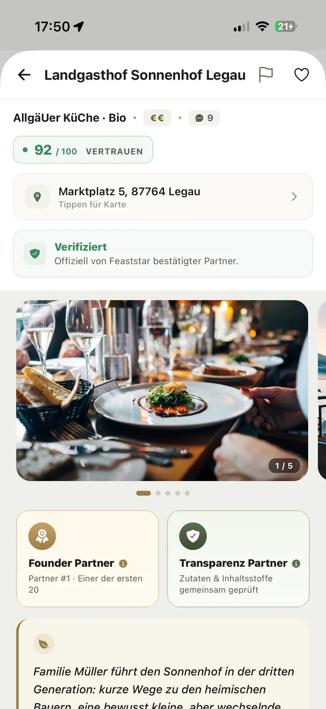 Landgasthof Sonnenhof Legau — Feaststar verifizierter Partner mit Bildergalerie